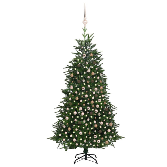 Berkfield Artificial Christmas Tree LEDs&Ball Set Green 240 cm PVC&PE