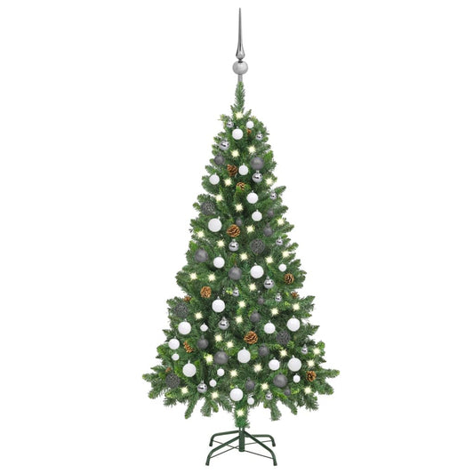 Berkfield Artificial Christmas Tree with LEDs&Ball Set Pine Cones 150 cm