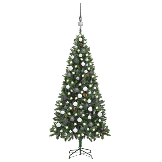 Berkfield Artificial Christmas Tree with LEDs&Ball Set Pine Cones 180 cm