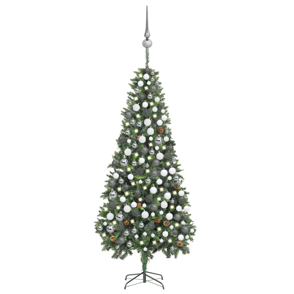 Berkfield Artificial Christmas Tree with LEDs&Ball Set Pine Cones 210 cm