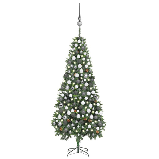 Berkfield Artificial Christmas Tree with LEDs&Ball Set Pine Cones 210 cm