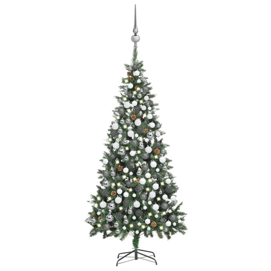 Berkfield Artificial Christmas Tree with LEDs&Ball Set Pine Cones 210 cm