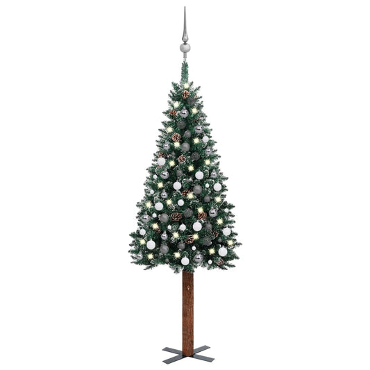 Berkfield Slim Christmas Tree with LEDs&Ball Set Green 180 cm