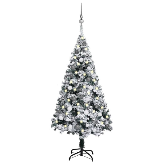 Berkfield Artificial Christmas Tree with LEDs&Ball Set Green 150 cm PVC