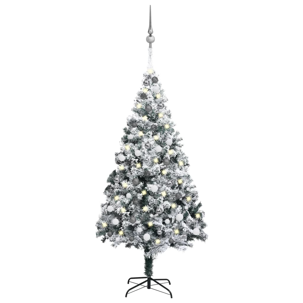 Berkfield Artificial Christmas Tree with LEDs&Ball Set Green 210 cm PVC