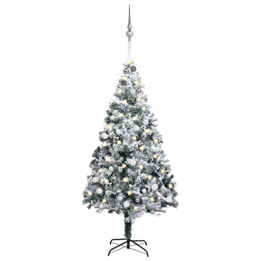 Berkfield Artificial Christmas Tree with LEDs&Ball Set Green 210 cm PVC