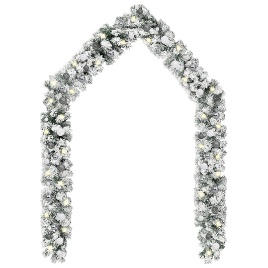 Berkfield Christmas Garland with LEDs&Ball Set Green 10 m PVC