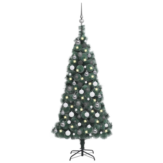 Berkfield Artificial Christmas Tree LEDs&Ball Set Green 120 cm PVC&PE
