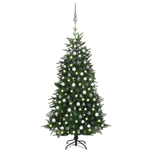 Berkfield Artificial Christmas Tree LEDs&Ball Set Green 210 cm PVC&PE