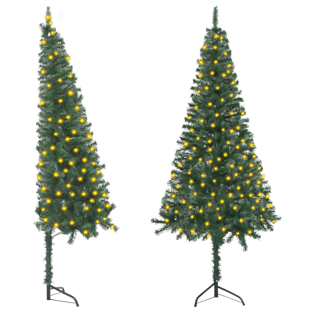 Berkfield Corner Artificial Christmas Tree with LEDs Green 180 cm PVC