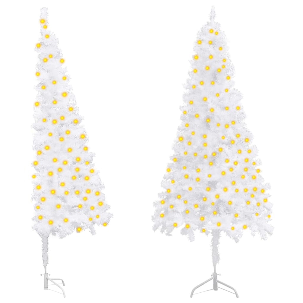 Berkfield Corner Artificial Christmas Tree with LEDs White 240 cm PVC