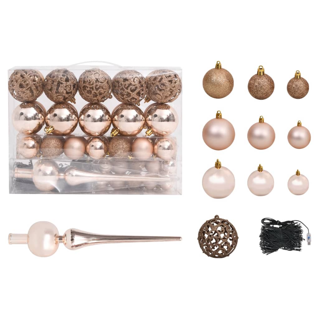 Berkfield Corner Artificial Christmas Tree LEDs&Ball Set Green 210 cm PVC