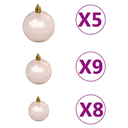 Berkfield Corner Artificial Christmas Tree LEDs&Ball Set Green 210 cm PVC