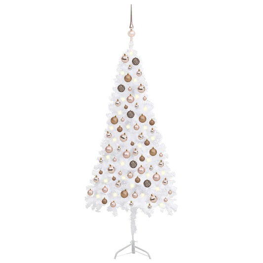 Berkfield Corner Artificial Christmas Tree LEDs&Ball Set White 120 cm PVC