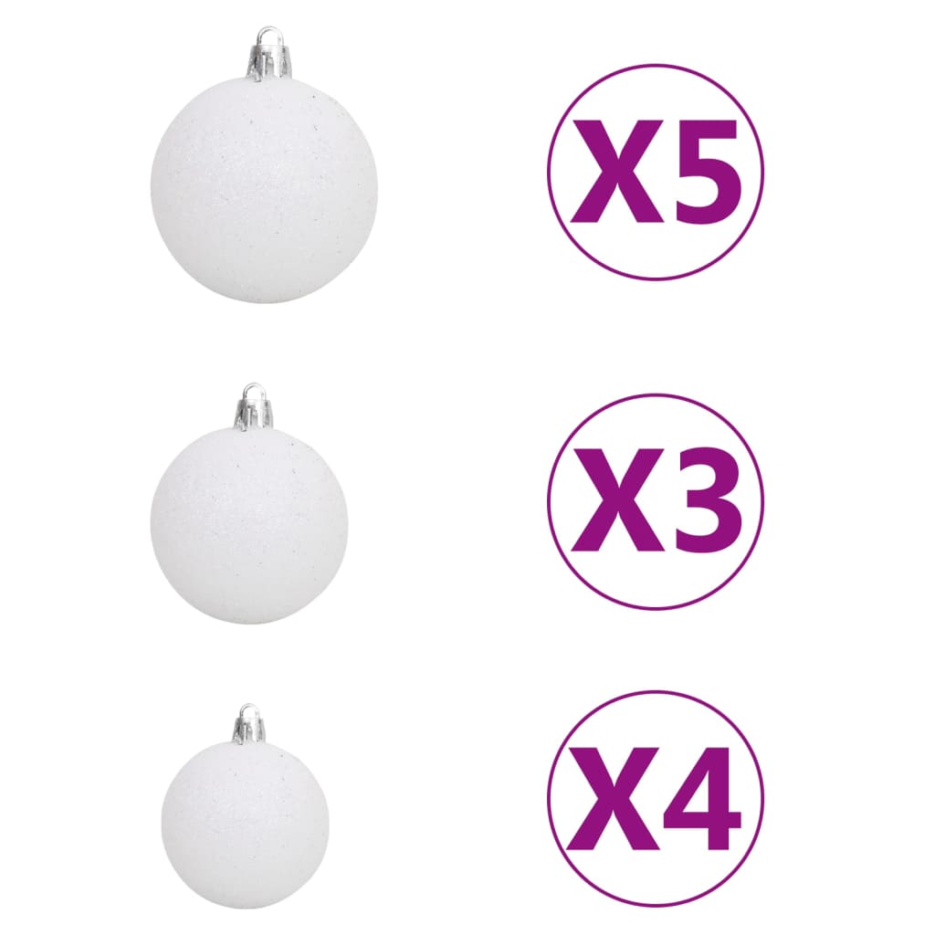 Berkfield Corner Artificial Christmas Tree LEDs&Ball Set White 180 cm PVC