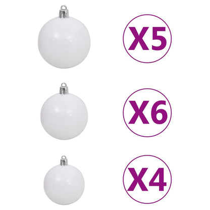 Berkfield Corner Artificial Christmas Tree LEDs&Ball Set White 180 cm PVC