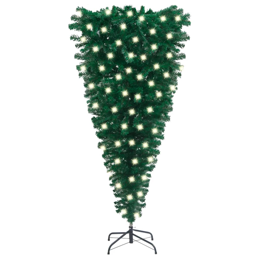 Berkfield Upside-down Artificial Christmas Tree with LEDs Green 120 cm