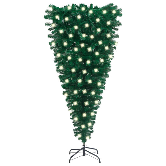 Berkfield Upside-down Artificial Christmas Tree with LEDs Green 120 cm