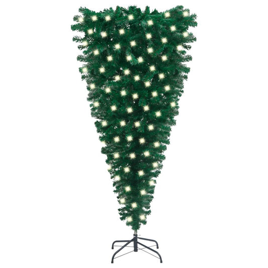 Berkfield Upside-down Artificial Christmas Tree with LEDs Green 150 cm