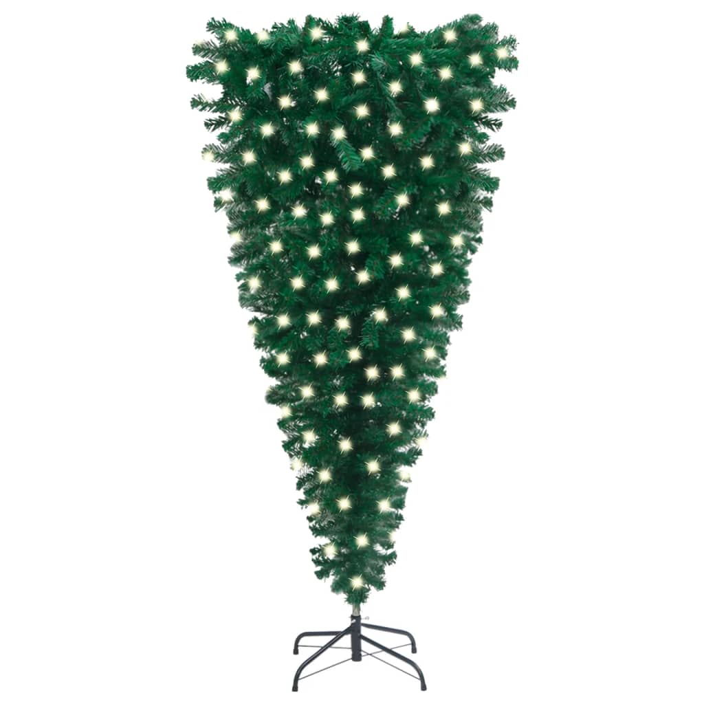 Berkfield Upside-down Artificial Christmas Tree with LEDs Green 180 cm