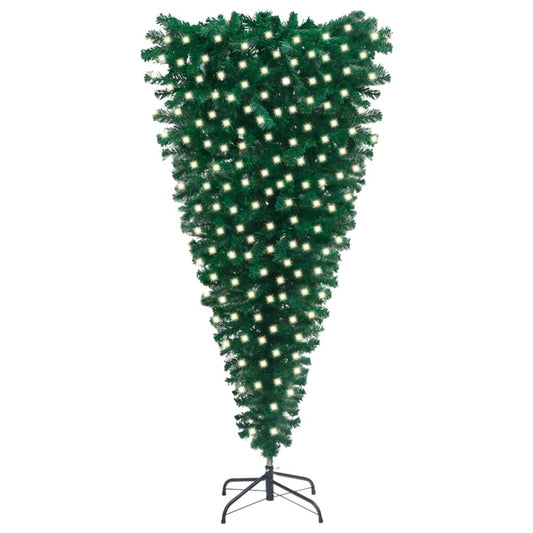 Berkfield Upside-down Artificial Christmas Tree with LEDs Green 210 cm