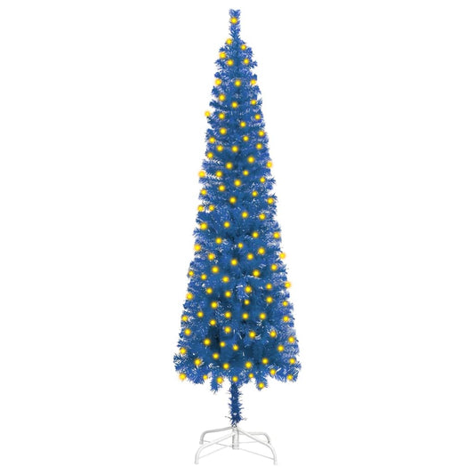 Berkfield Slim Christmas Tree with LEDs Blue 180 cm