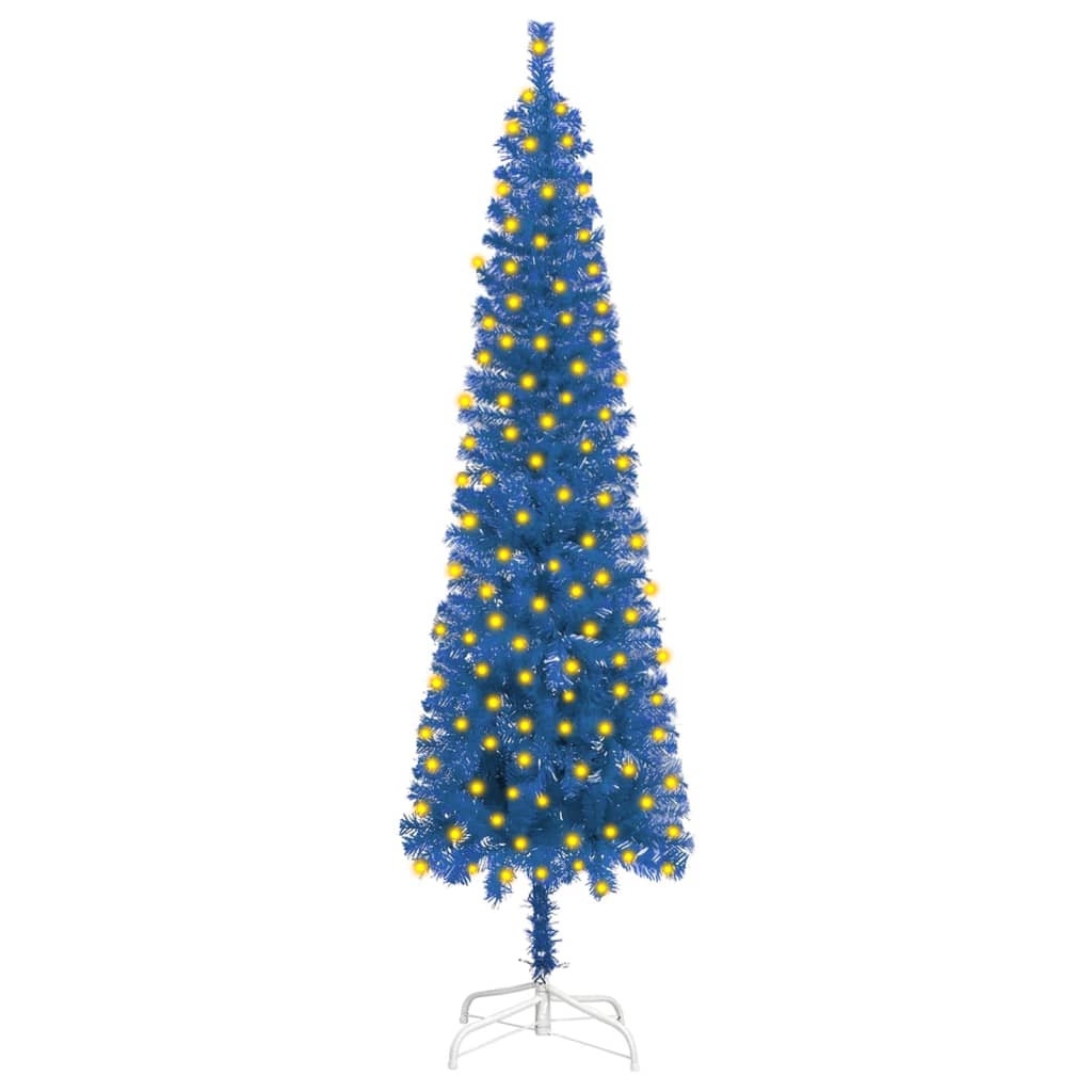 Berkfield Slim Christmas Tree with LEDs Blue 240 cm
