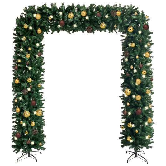 Berkfield Christmas Tree Arch with LEDs&Ball Set Green 240 cm