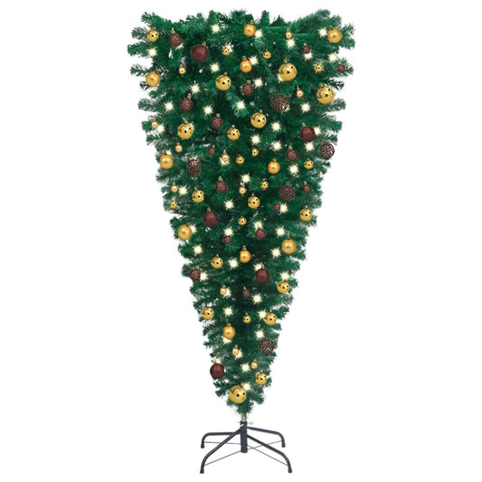 Berkfield Upside-down Artificial Christmas Tree with LEDs&Ball Set 240 cm