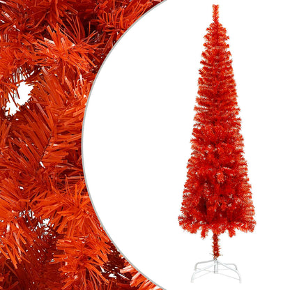 Berkfield Slim Christmas Tree with LEDs&Ball Set Red 120 cm