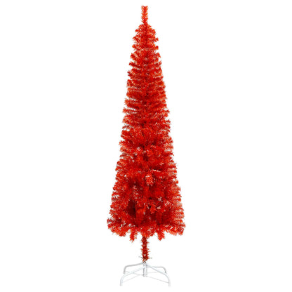 Berkfield Slim Christmas Tree with LEDs&Ball Set Red 120 cm