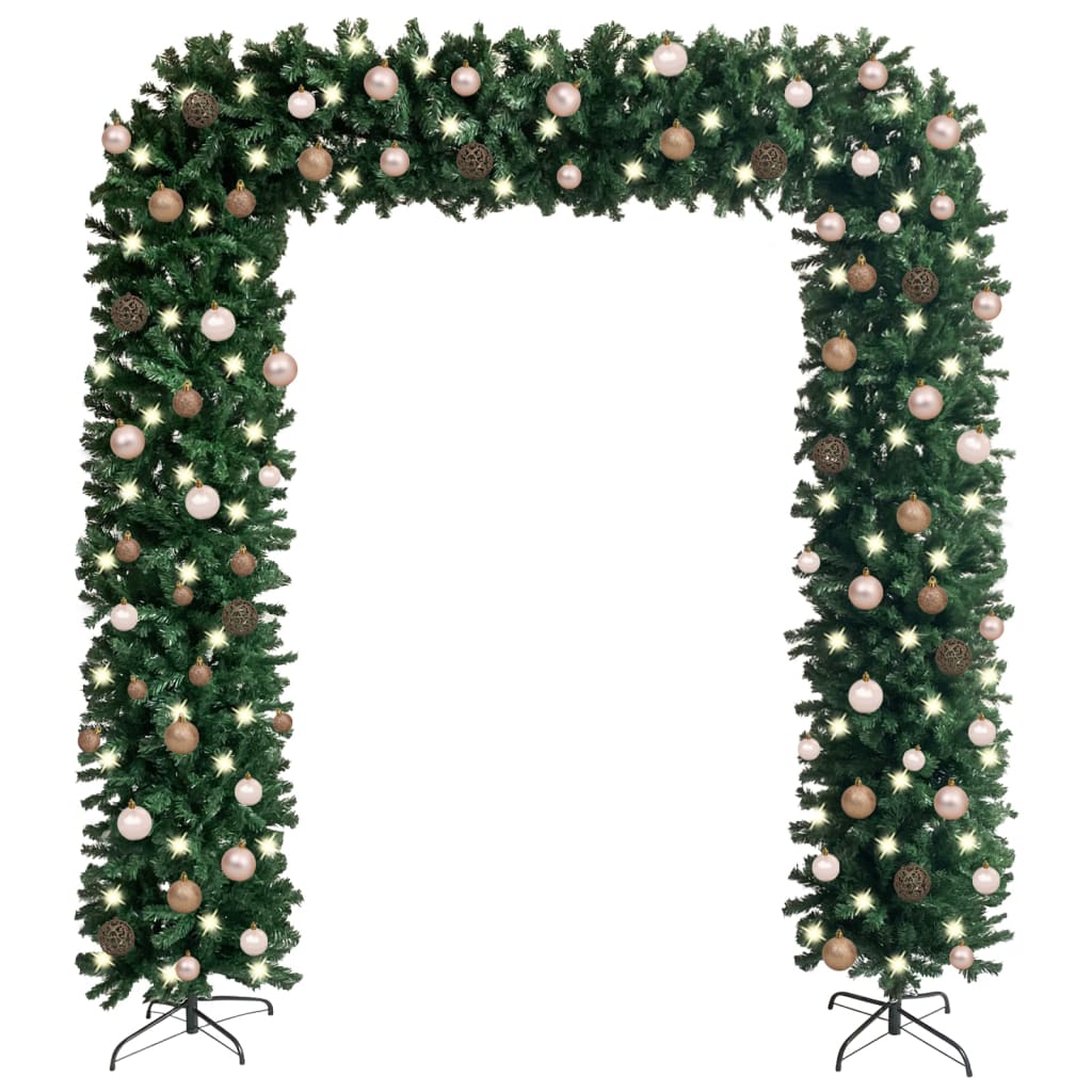 Berkfield Christmas Tree Arch with LEDs&Ball Set Green 240 cm