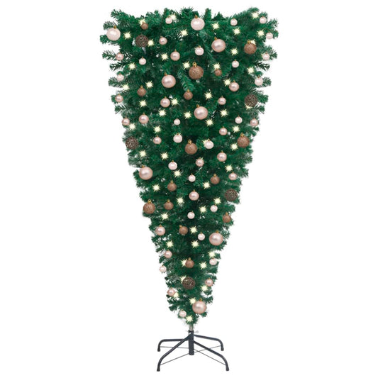Berkfield Upside-down Artificial Christmas Tree with LEDs&Ball Set 240 cm