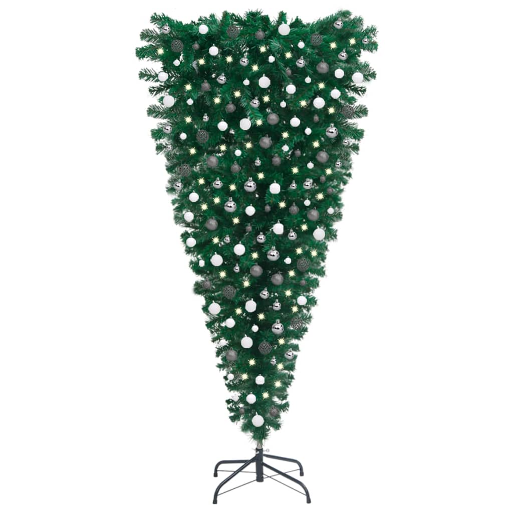 Berkfield Upside-down Artificial Christmas Tree with LEDs&Ball Set 240 cm