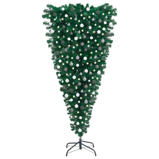 Berkfield Upside-down Artificial Christmas Tree with LEDs&Ball Set 240 cm