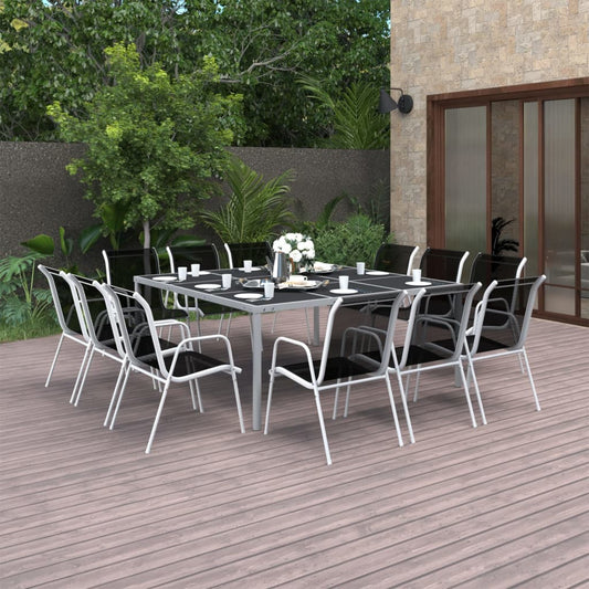 Berkfield 13 Piece Outdoor Dining Set Steel