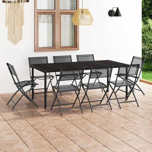 Berkfield 9 Piece Outdoor Dining Set Steel