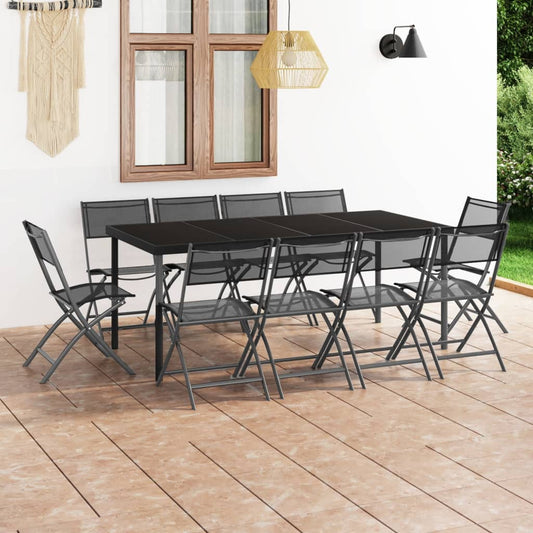 Berkfield 11 Piece Outdoor Dining Set Steel