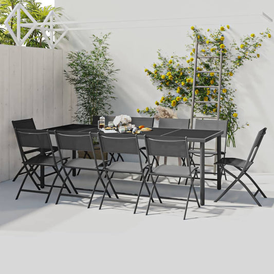 Berkfield 11 Piece Outdoor Dining Set Steel