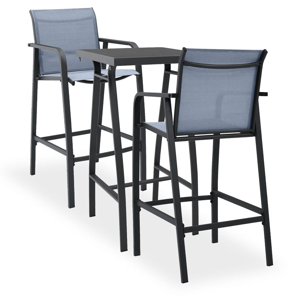 Berkfield 3 Piece Garden Bar Set Black and Grey