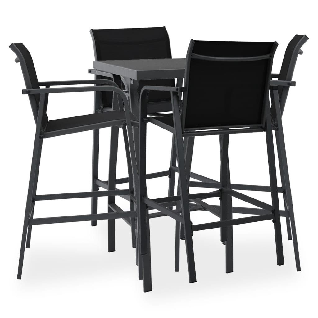 Berkfield 5 Piece Garden Bar Set Black