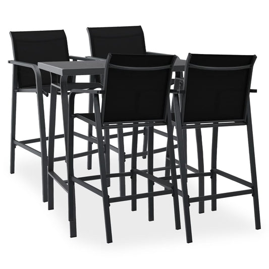 Berkfield 5 Piece Garden Bar Set Black