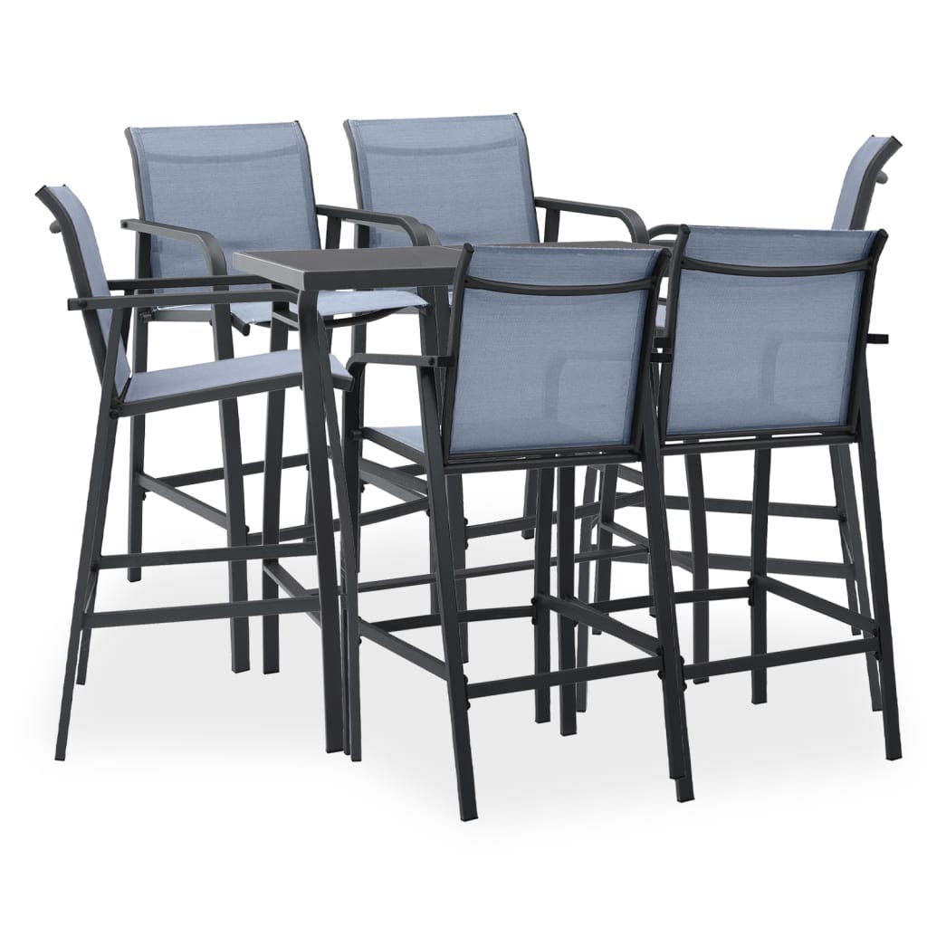 Berkfield 7 Piece Garden Bar Set Black and Grey