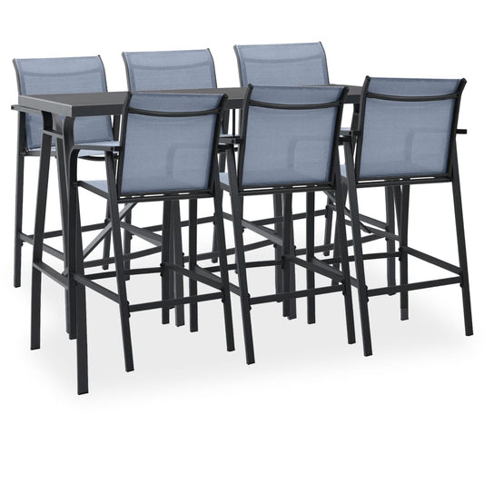 Berkfield 7 Piece Garden Bar Set Black and Grey