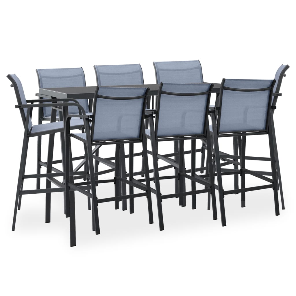 Berkfield 9 Piece Garden Bar Set Black and Grey