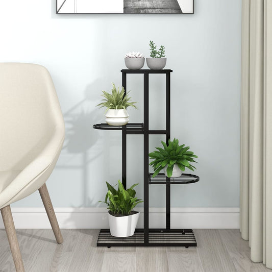 Berkfield 4-Floor Flower Stand 43x22x76 cm Black Metal
