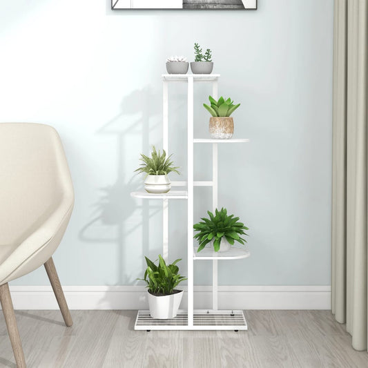 Berkfield 5-Floor Flower Stand 43x22x98 cm White Metal