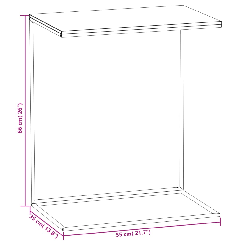 Berkfield Side Table Black 55x35x66 cm Engineered Wood