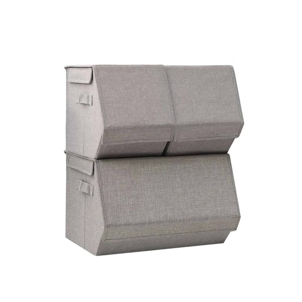 Berkfield Stackable Storage Box Set of 3 Pieces Fabric Grey