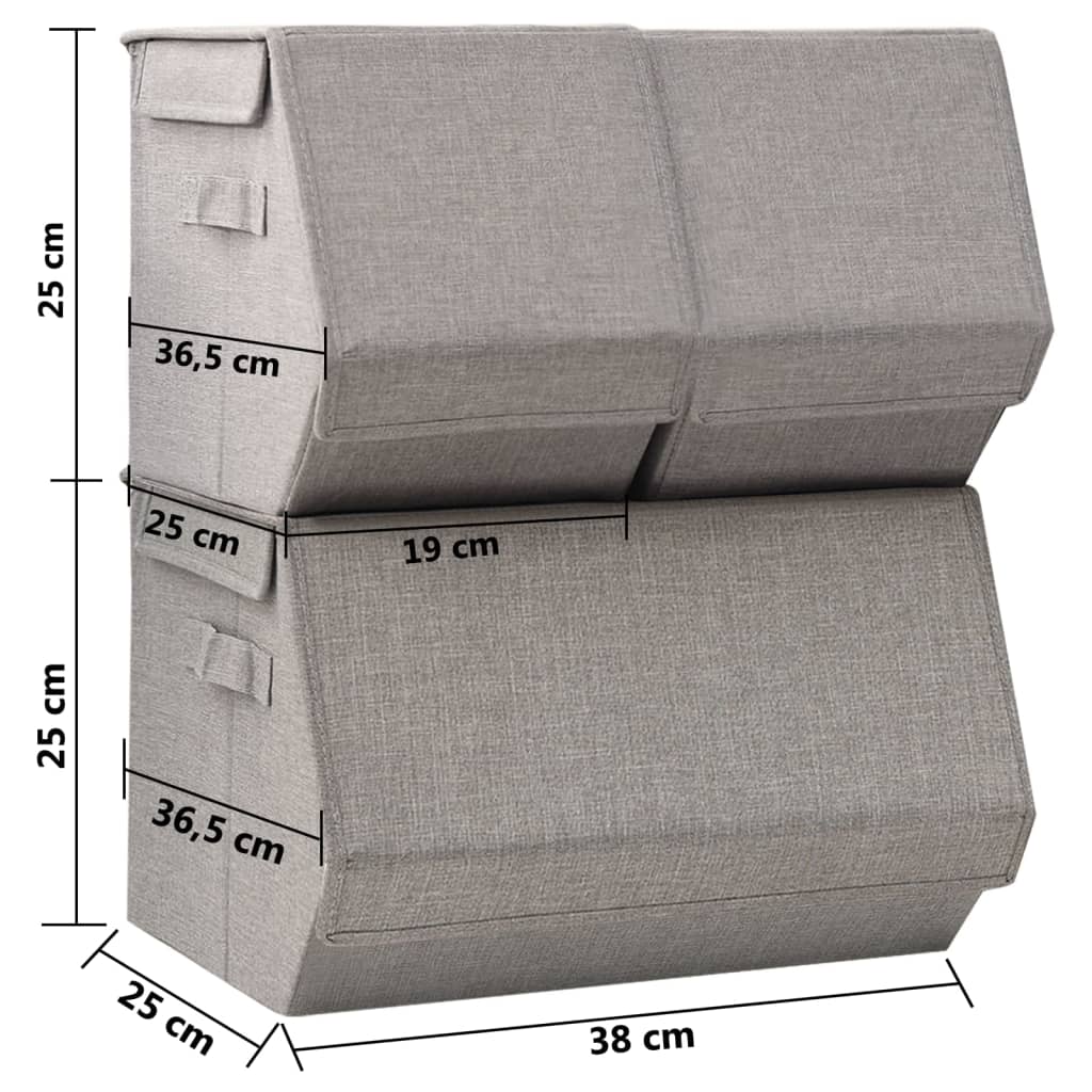 Berkfield Stackable Storage Box Set of 3 Pieces Fabric Grey